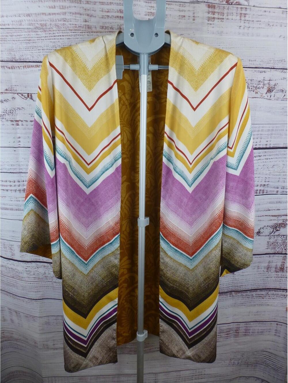 Chico's Women's Open Front Cardigan Sweater Jacket Size 2 (US 12/14) Chevron G4A